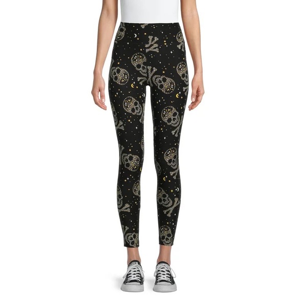 Skull Sueded Leggings nwt Halloween - Picture 3 of 3